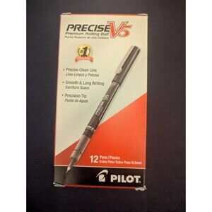 Pilot Precise V5 Stick Rollerball (12 Ct) Pen - Extra Fine Point- Black -